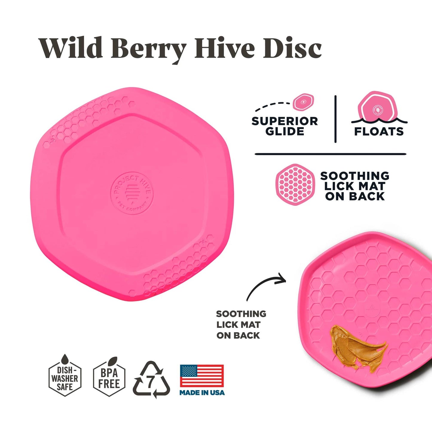 Project Hive Wild Berry Scent Hive Disc & Lick Mat Pink