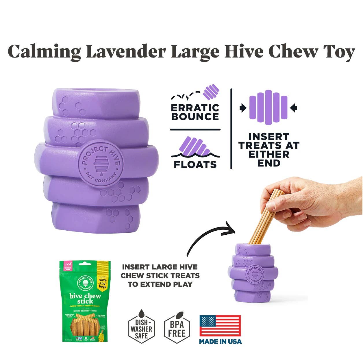 Project Hive Calming Lavender Scent Hive Chew Toy Purple LG