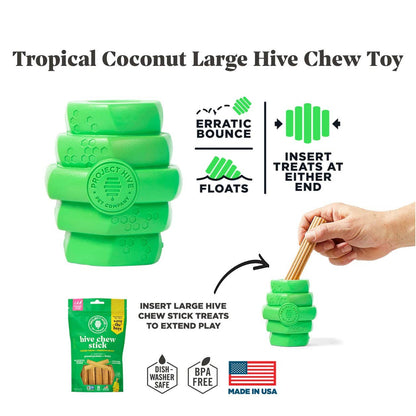 Project Hive Tropical Coconut Scent Hive Chew Toy Green LG