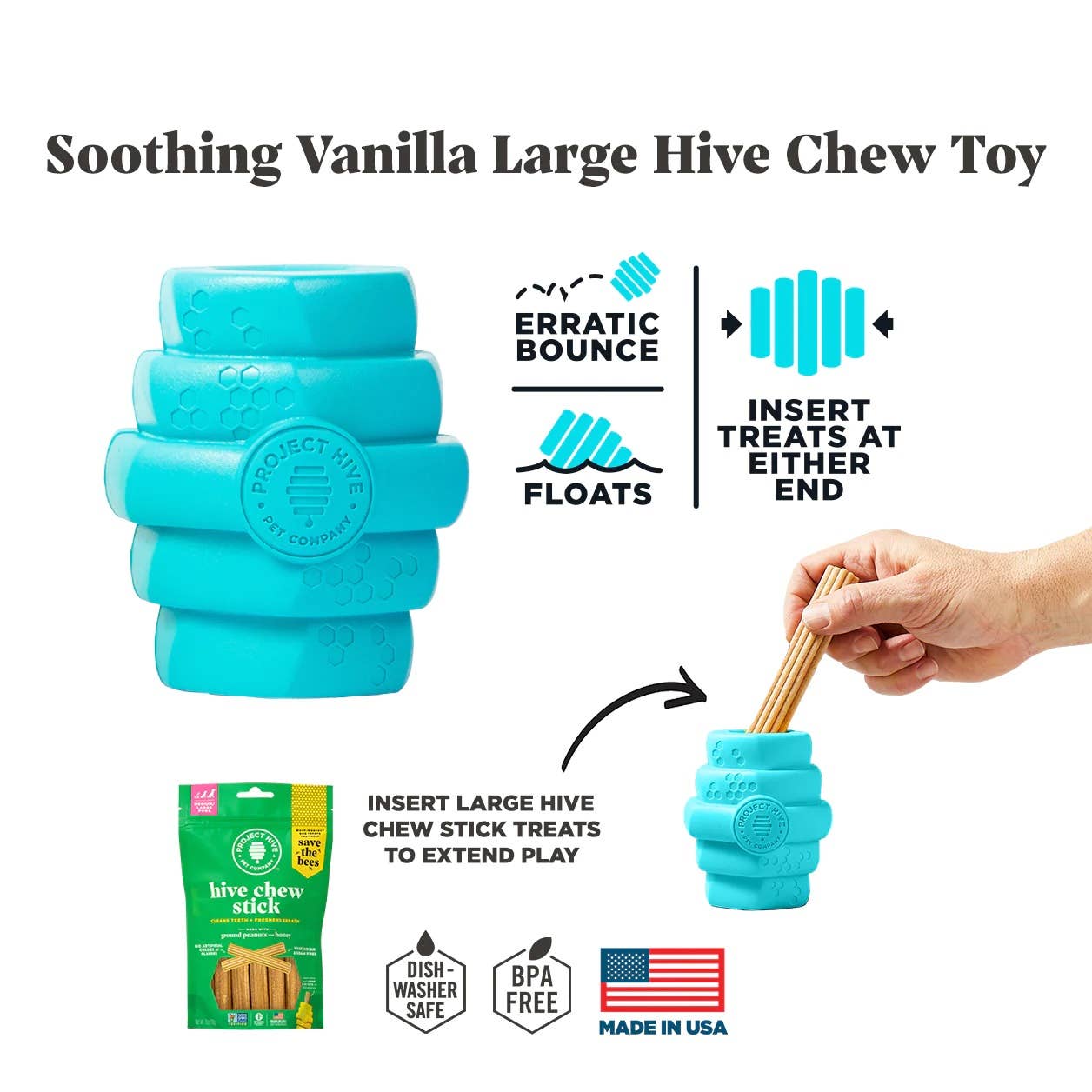 Project Hive Soothing Vanilla Scent Hive Chew Toy Blue Large