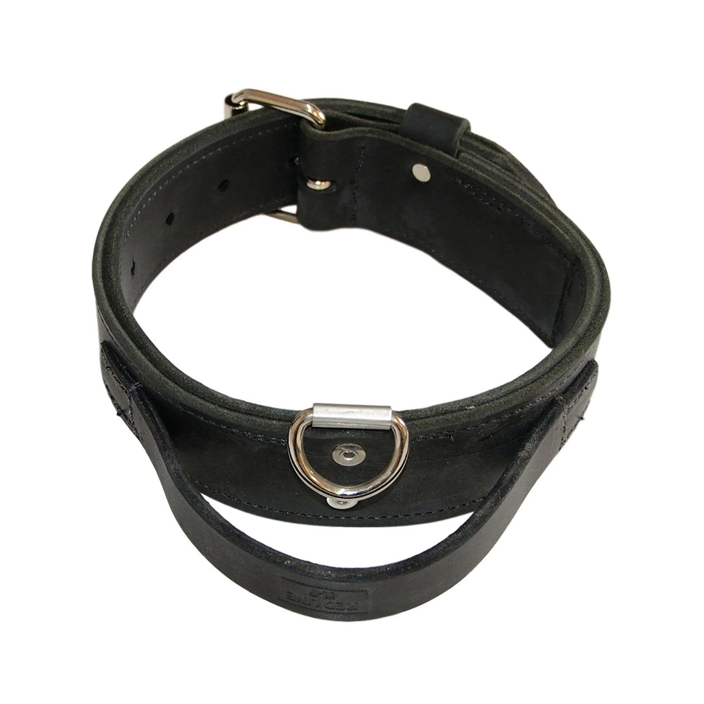 Double Leather Dog Collar With Handle - 2” Wide