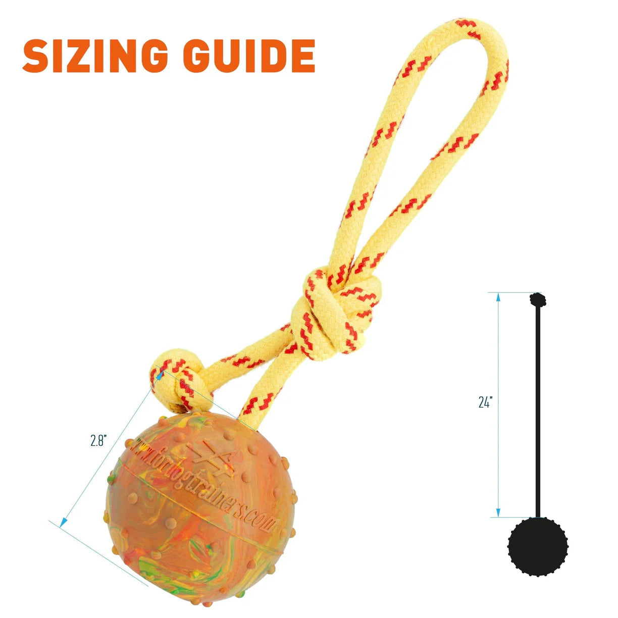 Solid Rubber Reward Ball on Rope